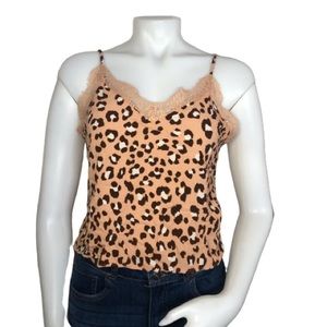 Light Pink Leopard Print Lace Crop Top